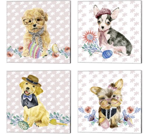 Easter Pups 4 Piece Canvas Print Set by Melissa Wang