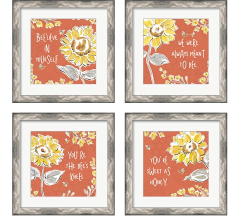 Bee Happy Spice 4 Piece Framed Art Print Set by Daphne Brissonnet