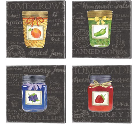 Canning Kitchen Black 4 Piece Canvas Print Set by Beth Grove