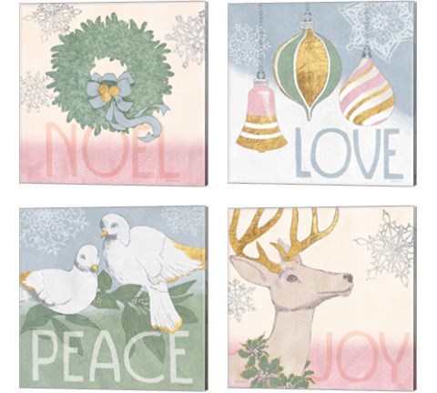 Pastel Christmas 4 Piece Canvas Print Set by Beth Grove