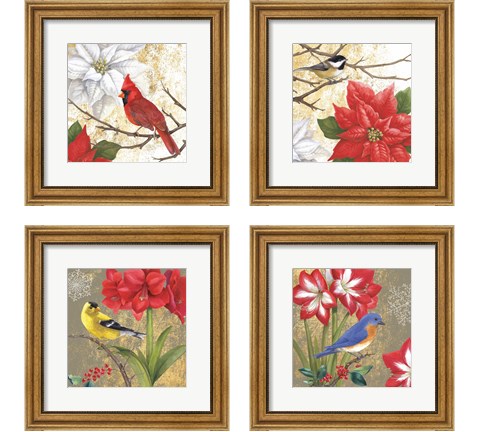 Winter Birds Collage 4 Piece Framed Art Print Set by Beth Grove