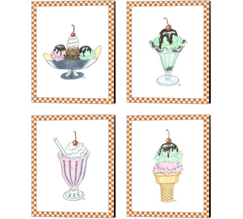 Ice Cream Parlor 4 Piece Canvas Print Set by Virginia a. Roper