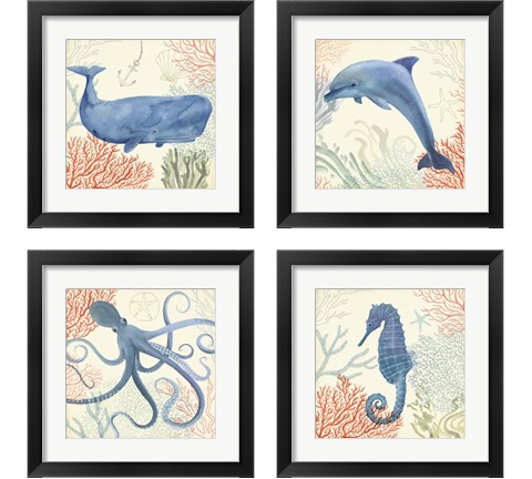 Underwater Whimsy 4 Piece Framed Art Print Set by Victoria Borges