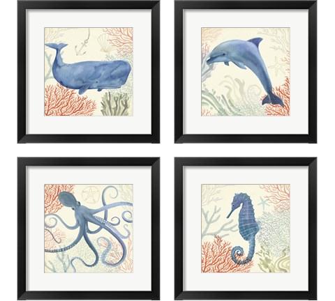 Underwater Whimsy 4 Piece Framed Art Print Set by Victoria Borges