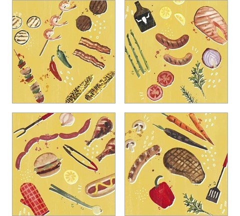 Throw it on the Grill 4 Piece Art Print Set by Victoria Borges
