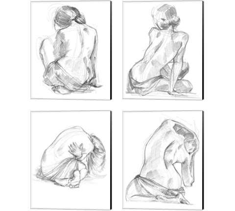 Sitting Pose 4 Piece Canvas Print Set by Jennifer Parker