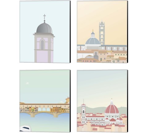 Travel Europe with Duomo di Siena 4 Piece Canvas Print Set by Gurli Soerensen