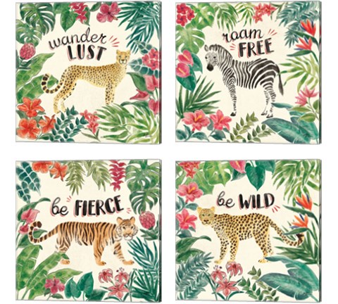 Jungle Vibes 4 Piece Canvas Print Set by Janelle Penner