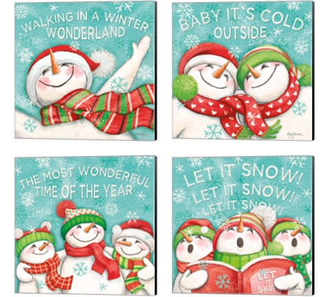 Let it Snow Eyes Open 4 Piece Canvas Print Set by Mary Urban