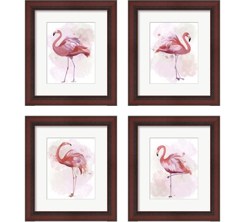 Fluffy Flamingo 4 Piece Framed Art Print Set by Fab Funky