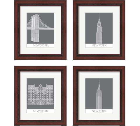 New York Landmark 4 Piece Framed Art Print Set by Fab Funky