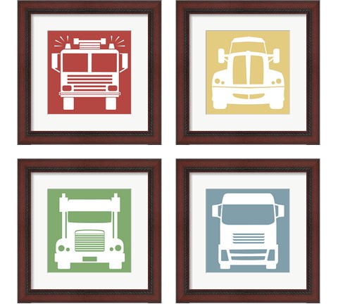 Front View Trucks Set II 4 Piece Framed Art Print Set by Color Me Happy