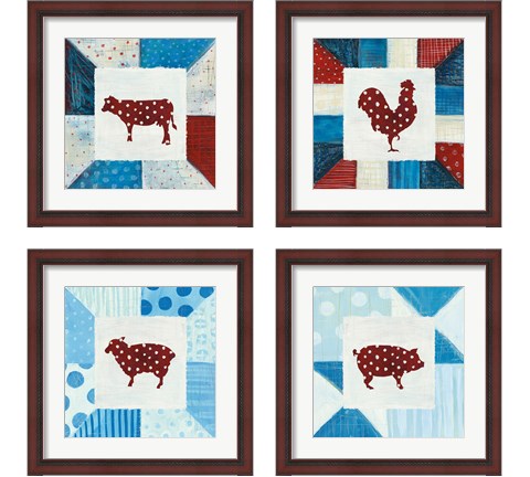 Modern Americana Farm Quilt  4 Piece Framed Art Print Set by Melissa Averinos