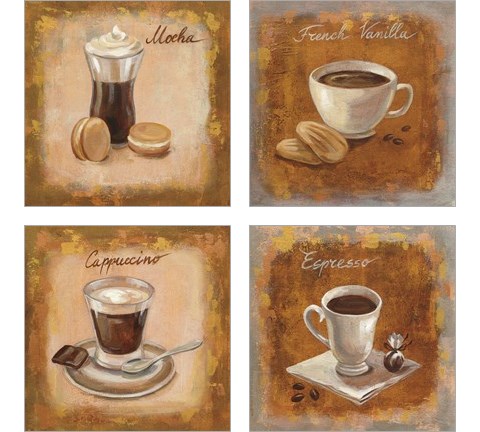 Coffee Time on Wood 4 Piece Art Print Set by Silvia Vassileva