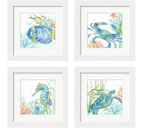 Sea Life Serenade 4 Piece Framed Art Print Set by Cynthia Coulter