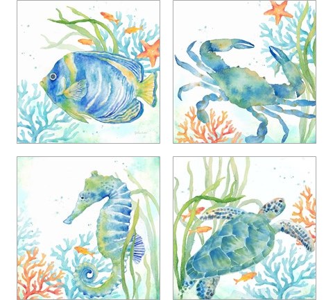 Sea Life Serenade 4 Piece Art Print Set by Cynthia Coulter