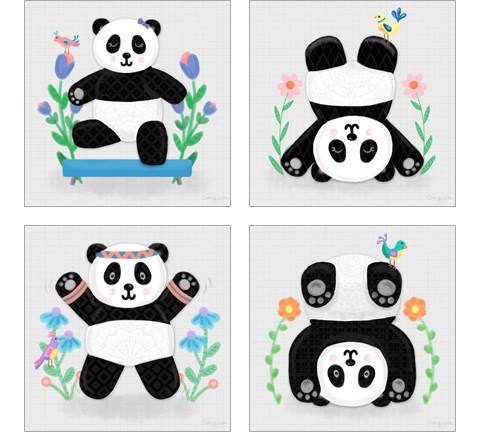 Tumbling Pandas 4 Piece Art Print Set by Noonday Design