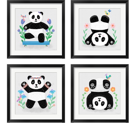 Tumbling Pandas 4 Piece Framed Art Print Set by Noonday Design