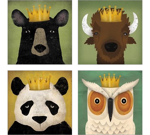 Animal with Crown 4 Piece Art Print Set by Ryan Fowler