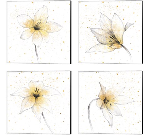 Gilded Graphite Floral 4 Piece Canvas Print Set by Avery Tillmon