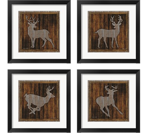 Deer Running 4 Piece Framed Art Print Set by Cindy Jacobs