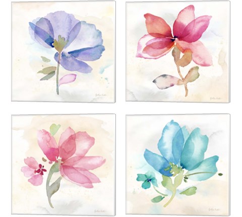 Poppy Single 4 Piece Canvas Print Set by Cynthia Coulter