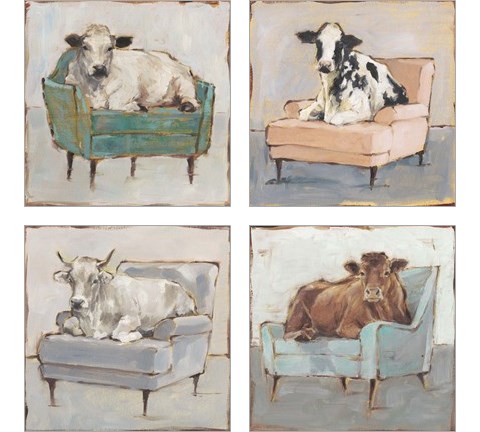 Moo-ving In 4 Piece Art Print Set by Ethan Harper