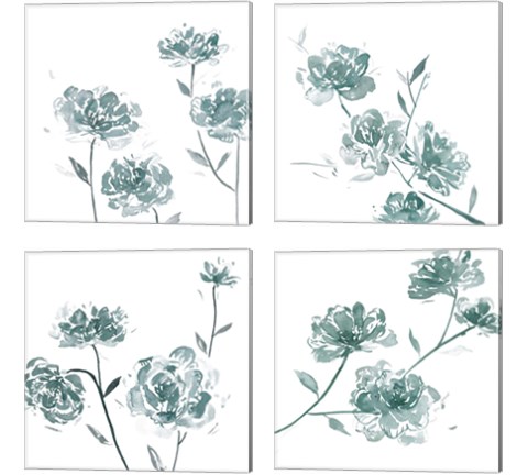 Traces of Flowers 4 Piece Canvas Print Set by Melissa Wang