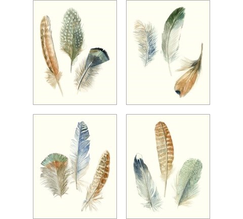 Watercolor Feathers 4 Piece Art Print Set by Megan Meagher