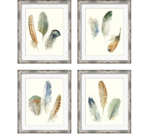 Watercolor Feathers 4 Piece Framed Art Print Set by Megan Meagher
