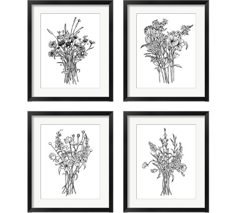Black & White Bouquet 4 Piece Framed Art Print Set by Emma Scarvey