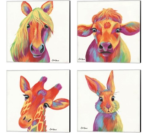 Cheery Animals 4 Piece Canvas Print Set by Britt Hallowell