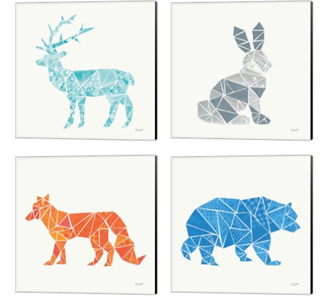 Geometric Animal 4 Piece Canvas Print Set by Courtney Prahl