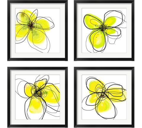 Yellow Petals Four 4 Piece Framed Art Print Set by Jan Weiss