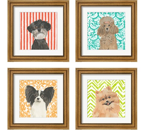 Parlor Pooches 4 Piece Framed Art Print Set by June Erica Vess