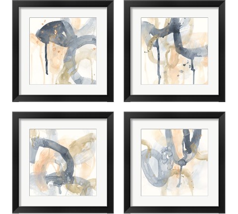 Liquid Blueprint 4 Piece Framed Art Print Set by June Erica Vess