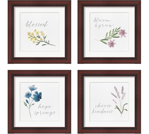 Wildflowers and Sentiment 4 Piece Framed Art Print Set by Hartworks