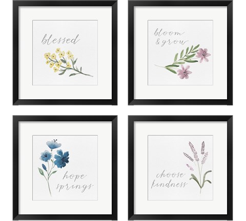 Wildflowers and Sentiment 4 Piece Framed Art Print Set by Hartworks