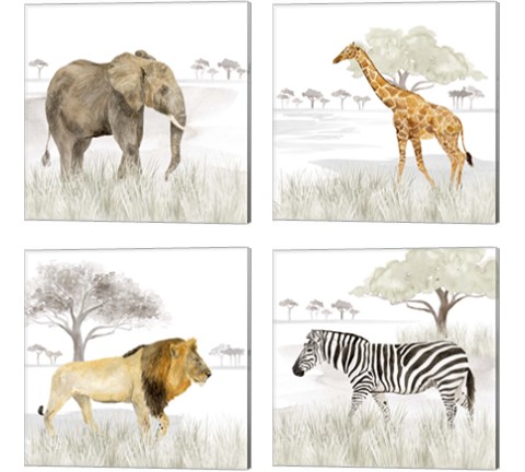 Serengeti Wildlife 4 Piece Canvas Print Set by Tara Reed