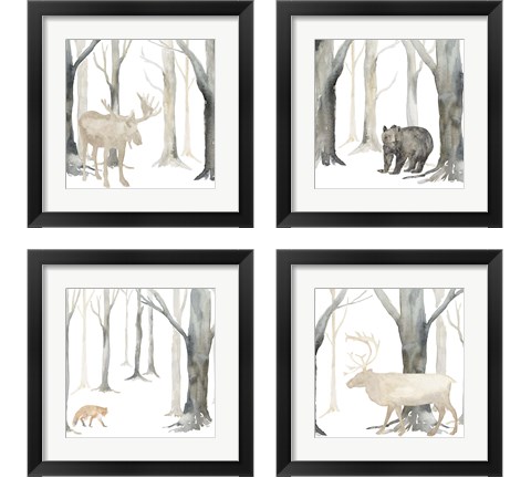 Winter Forest Animal 4 Piece Framed Art Print Set by Tara Reed