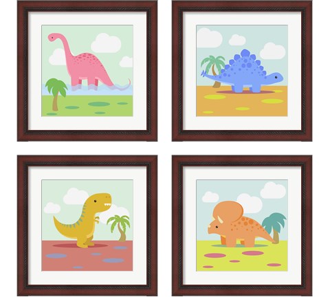 Li'l Dino 4 Piece Framed Art Print Set by Malia Rodrigues