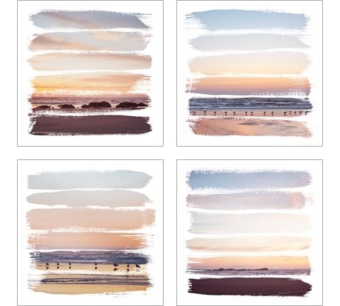 Sunset Stripes 4 Piece Art Print Set by Laura Marshall