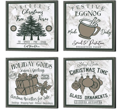 Taupe Christmas Sign 4 Piece Canvas Print Set by Elizabeth Medley