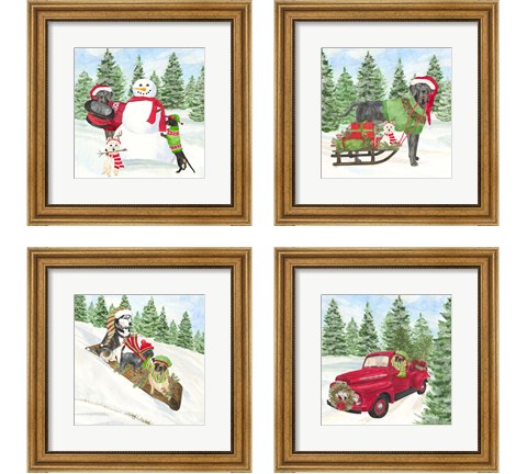Dog Days of Christmas 4 Piece Framed Art Print Set by Tara Reed