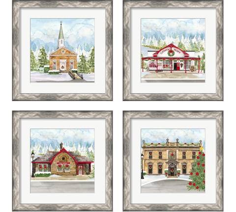 Christmas Village 4 Piece Framed Art Print Set by Tara Reed