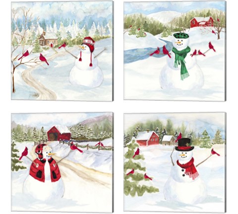Snowman Christmas 4 Piece Canvas Print Set by Tara Reed
