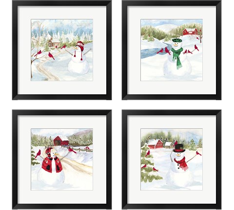 Snowman Christmas 4 Piece Framed Art Print Set by Tara Reed