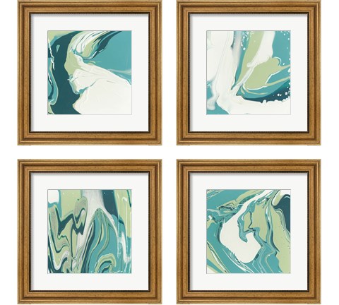 Flowing Teal 4 Piece Framed Art Print Set by Studio W
