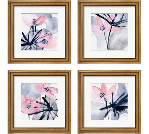 Pink Water Lilies 4 Piece Framed Art Print Set by Melissa Wang