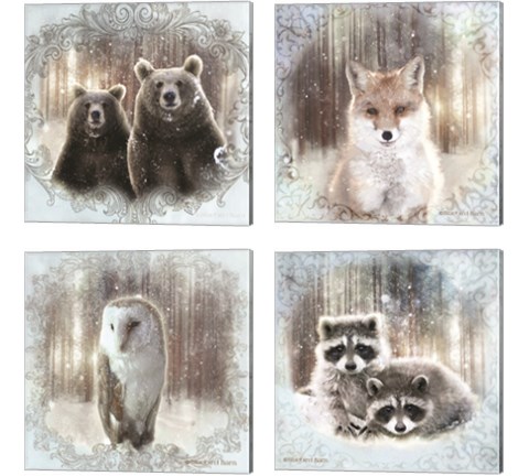 Enchanted Winter Bears 4 Piece Canvas Print Set by Bluebird Barn